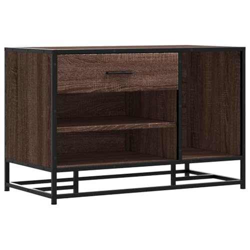 Makastle Schuhbank mit 3 offene Fächer & Schublade, Flurhocker mit Flurhocker & handhaben für Wohnzimmer Eingang, Braun Eichen-Optik 80x40x53,5 cm Holzwerkstoff Makastle Schuhbank mit 3 offene Fächer & Schublade, Flurhocker mit Flurhocker & handhaben für Wohnzimmer Eingang, Braun Eichen-Optik 80x40x53,5 cm Holzwerkstoff von Makastle