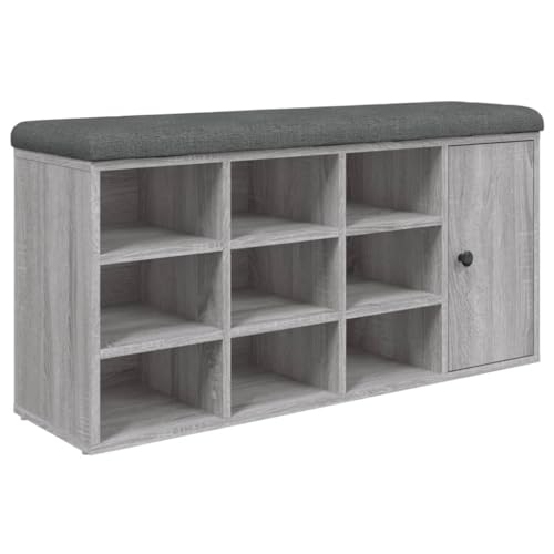 Makastle Schuhbank mit 9 offene Fächer, Eingangshocker Einzeltür mit 2 Fächer für Schlafzimmer Wohnzimmer, Grau Sonoma 102x32x50 cm Holzwerkstoff Makastle Schuhbank mit 9 offene Fächer, Eingangshocker Einzeltür mit 2 Fächer für Schlafzimmer Wohnzimmer, Grau Sonoma 102x32x50 cm Holzwerkstoff von Makastle