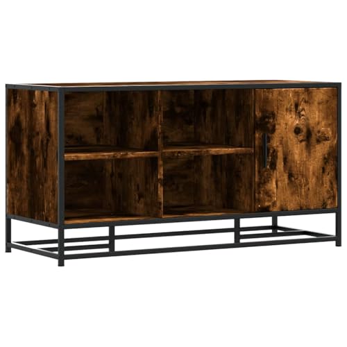 Makastle Schuhbank mit Metallrahmen, Einzeltür Eingangshocker mit 5 Fächer für Wohnzimmer Schlafzimmer, Räuchereiche 100x40x53,5 cm Holzwerkstoff Makastle Schuhbank mit Metallrahmen, Einzeltür Eingangshocker mit 5 Fächer für Wohnzimmer Schlafzimmer, Räuchereiche 100x40x53,5 cm Holzwerkstoff von Makastle