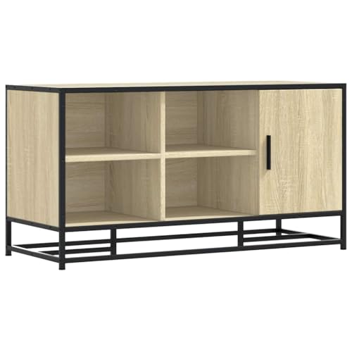 Makastle Schuhbank mit Metallrahmen, Einzeltür Eingangshocker mit 5 Fächer für Wohnzimmer Schlafzimmer, Sonoma-Eiche 100x40x53,5 cm Holzwerkstoff Makastle Schuhbank mit Metallrahmen, Einzeltür Eingangshocker mit 5 Fächer für Wohnzimmer Schlafzimmer, Sonoma-Eiche 100x40x53,5 cm Holzwerkstoff von Makastle