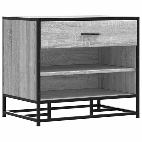 Makastle Schuhbank mit Metallrahmen & Offene Fächer, Flurhocker mit Schublade & handhaben für Wohnzimmer Eingang, Grau Sonoma 60x40x53,5 cm Holzwerkstoff Makastle Schuhbank mit Metallrahmen & Offene Fächer, Flurhocker mit Schublade & handhaben für Wohnzimmer Eingang, Grau Sonoma 60x40x53,5 cm Holzwerkstoff von Makastle