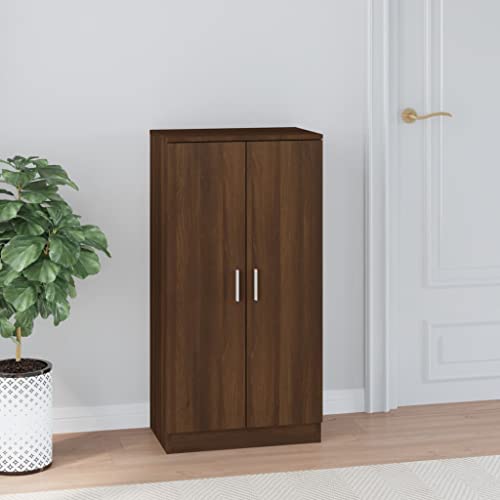 Makastle Schuhschrank mit 2 Türen und Griff, Schuhregal mit 7 Fächer für Diele, Schlafzimmer, Einfach zu montieren, Braun Eichen-Optik 55x35x108 cm Holzwerkstoff von Makastle