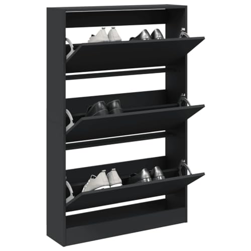 Makastle Schuhschrank mit 3 Klappen, Schuhregal Robust für Flur, Eingangsbereich, Platz sparen, bis 50 kg, Schwarz 80x21x125,5 cm Holzwerkstoff Makastle Schuhschrank mit 3 Klappen, Schuhregal Robust für Flur, Eingangsbereich, Platz sparen, bis 50 kg, Schwarz 80x21x125,5 cm Holzwerkstoff von Makastle