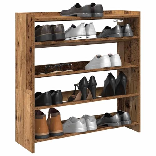 Makastle Schuhschrank mit 5 Regale, Schuhregal Haltbarkeit für Eingang, Flur, Platz sparen, Leicht zu reinigen, Altholz-Optik 80x25x81 cm Holzwerkstoff von Makastle