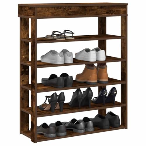 Makastle Schuhschrank mit 6 Regale, Schuhaufbewahrung Haltbarkeit für Eingang, Schlafzimmer, Leicht zu reinigen, Räuchereiche 80x30x98 cm Holzwerkstoff von Makastle
