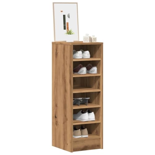 Makastle Schuhschrank mit 6 Regale, Schuhregal für Diele, Schlafzimmer, bis 60 kg, Leicht zu reinigen, Atmungsaktivität, Artisan-Eiche 32x35x92 cm Holzwerkstoff Makastle Schuhschrank mit 6 Regale, Schuhregal für Diele, Schlafzimmer, bis 60 kg, Leicht zu reinigen, Atmungsaktivität, Artisan-Eiche 32x35x92 cm Holzwerkstoff von Makastle