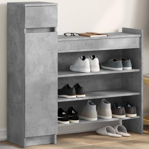 Makastle Schuhschrank mit Schublade und Tür, Schuhregal mit 4 Ebenen für Flur, Eingangsbereich, Platz sparen, Betongrau 100,5x28x100 cm Holzwerkstoff Makastle Schuhschrank mit Schublade und Tür, Schuhregal mit 4 Ebenen für Flur, Eingangsbereich, Platz sparen, Betongrau 100,5x28x100 cm Holzwerkstoff von Makastle