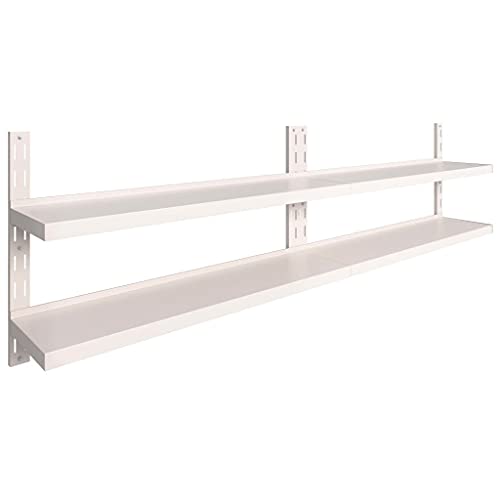 Makastle Schweberegale 2 Böden, 2er Set, Schwebendes Wandregal mit Zubehör für Abstellraum Küche oder Garage, Höhenverstellbar, Edelstahl 300x30 cm Grau von Makastle