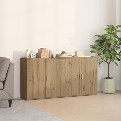 Makastle Sideboard 2er Set, Badezimmerschrank mit 2 Türen und 2 Fächern, Wandschrank für Wohnzimmer, Korridor, Schlafzimmer, Artisan Eiche 79x38x80 cm Ingenieurholz Makastle Sideboard 2er Set, Badezimmerschrank mit 2 Türen und 2 Fächern, Wandschrank für Wohnzimmer, Korridor, Schlafzimmer, Artisan Eiche 79x38x80 cm Ingenieurholz von Makastle