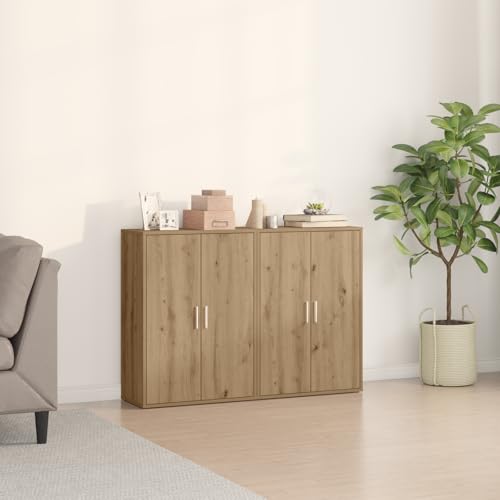 Makastle Sideboard 2er Set, Badezimmerschrank mit 2 Türen und 3 Fächern, Wandschrank für Wohnzimmer, Korridor, Schlafzimmer, Artisan Eiche 60x31x84 cm Holzwerkstoff Makastle Sideboard 2er Set, Badezimmerschrank mit 2 Türen und 3 Fächern, Wandschrank für Wohnzimmer, Korridor, Schlafzimmer, Artisan Eiche 60x31x84 cm Holzwerkstoff von Makastle