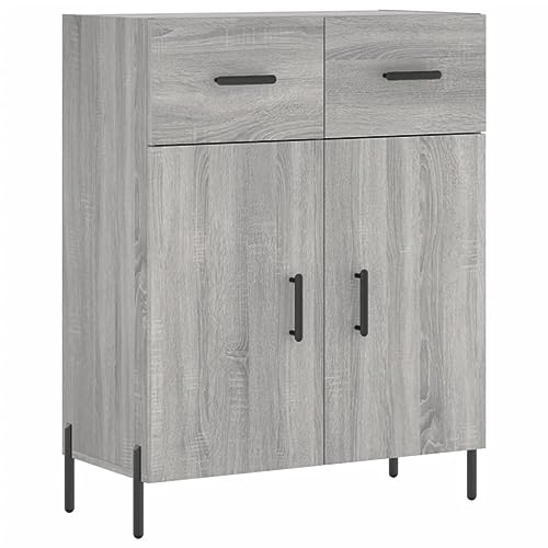 Makastle Sideboard Doppeltüren mit 4 Fächer, Rechteckig Kommode mit Metallbeine für Wohnzimmer Esszimmer, Grau Sonoma 69,5x34x90 cm Holzwerkstoff Makastle Sideboard Doppeltüren mit 4 Fächer, Rechteckig Kommode mit Metallbeine für Wohnzimmer Esszimmer, Grau Sonoma 69,5x34x90 cm Holzwerkstoff von Makastle