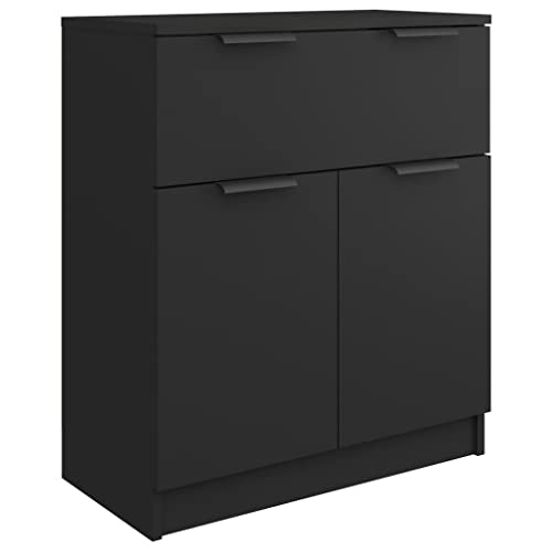 Makastle Sideboard Küchenschrank mit 1 Schublade und 2 Türen, Kommode Buffetschrank Geschirrschrank für Wohnzimmer, Flur, Küche, Home Office, Schwarz 60x30x70 cm Holzwerkstoff von Makastle