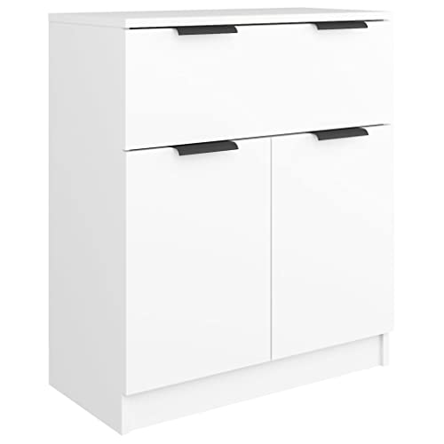 Makastle Sideboard Küchenschrank mit 1 Schublade und 2 Türen, Kommode Buffetschrank Geschirrschrank für Wohnzimmer, Flur, Küche, Home Office, Weiß 60x30x70 cm Holzwerkstoff von Makastle