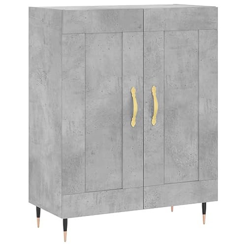 Makastle Sideboard mit 2 Holztüren & 3 Regale, Wandschrank Rechteckig mit Metallbeine für Wohnzimmer Arbeitszimmer, Betongrau 69,5x34x90 cm Holzwerkstoff von Makastle