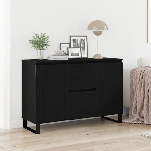 Makastle Sideboard mit 2 Türen und 2 Schubladen, Wohnzimmerschrank, vielseitiger Stauraum für Wohnzimmer Esszimmer, Schwarz Eiche 104x35x70 cm Holzwerkstoff Makastle Sideboard mit 2 Türen und 2 Schubladen, Wohnzimmerschrank, vielseitiger Stauraum für Wohnzimmer Esszimmer, Schwarz Eiche 104x35x70 cm Holzwerkstoff von Makastle