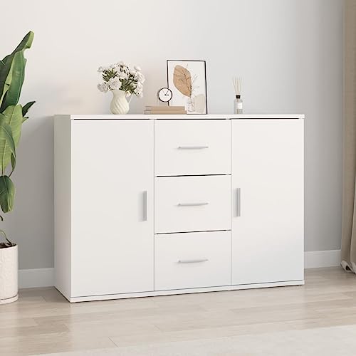 Makastle Sideboard mit 2 Türen und 3 Schubladen, Anrichtemit 2 Ablage, Schrank für Wohnzimmer, Korridor, Schlafzimmer, Weiß 91x29,5x65 cm Holzwerkstoff Makastle Sideboard mit 2 Türen und 3 Schubladen, Anrichtemit 2 Ablage, Schrank für Wohnzimmer, Korridor, Schlafzimmer, Weiß 91x29,5x65 cm Holzwerkstoff von Makastle