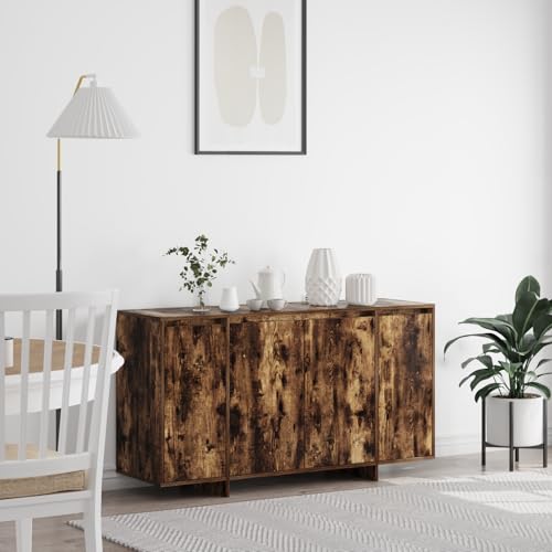 Makastle Sideboard mit 4 Türen und 7 Fächern, Badezimmerschrank, Wandschrank für Wohnzimmer, Korridor, Schlafzimmer, Geräucherte Eiche Holz 135 x 41 x 75 cm Makastle Sideboard mit 4 Türen und 7 Fächern, Badezimmerschrank, Wandschrank für Wohnzimmer, Korridor, Schlafzimmer, Geräucherte Eiche Holz 135 x 41 x 75 cm von Makastle