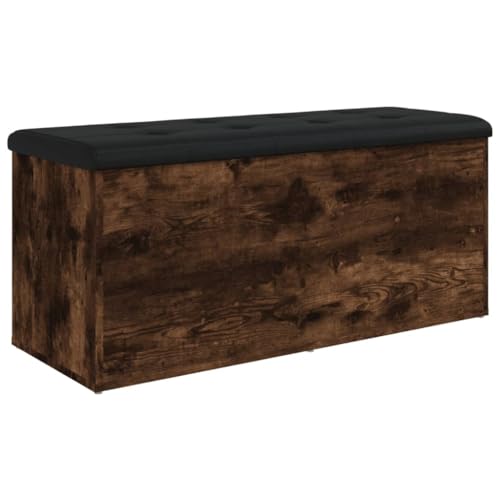 Makastle Sitzbank Rechteckig mit Stauraum, Schuhwechselbank mit Klappdeckel für Schlafzimmer Wohnzimmer, Räuchereiche 102x42x45 cm Holzwerkstoff von Makastle