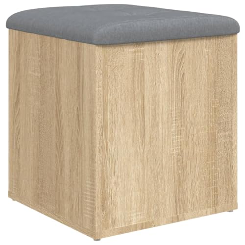 Makastle Sitzbank Rechteckig mit Stauraum, Schuhwechselbank mit Klappdeckel für Schlafzimmer Wohnzimmer, Sonoma-Eiche 42x42x45 cm Holzwerkstoff von Makastle