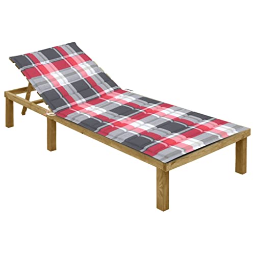 Makastle Sonnenliege Holz Gartenliege Wetterfest Balkonmöbel mit Auflage, Verstellbarer Rückenlehne, Outdoor Liegestuhl für Garten oder Balkon, 200 x 70 x (31.5-77) cm Imprägniertes Kiefernholz von Makastle