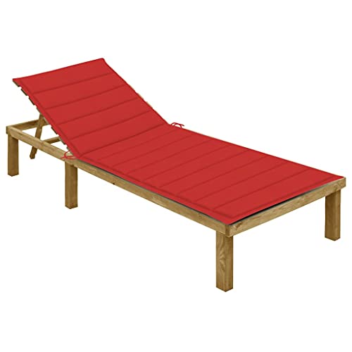 Makastle Sonnenliege Holz Gartenliege Wetterfest Balkonmöbel mit Auflage, Verstellbarer Rückenlehne, Outdoor Liegestuhl für Garten oder Balkon, 200 x 70 x (31.5-77) cm Imprägniertes Kiefernholz von Makastle
