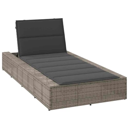 Makastle Sonnenliege Poly Rattan Gartenliege Wetterfest Liegestuhl mit Auflage, Verstellbarer Rückenlehne, Outdoor Liege für Garten oder Balkon, 210 x 100 x 28 cm Grau Makastle Sonnenliege Poly Rattan Gartenliege Wetterfest Liegestuhl mit Auflage, Verstellbarer Rückenlehne, Outdoor Liege für Garten oder Balkon, 210 x 100 x 28 cm Grau von Makastle