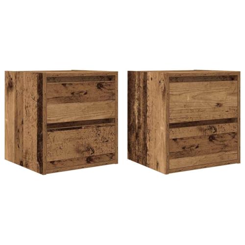 Makastle Wand-Nachttisch mit 2 Schubladen 2er Set, Wand-Sofatisch Rechteckig für Bücher Bilderrahmen Pflanzen, Altholz-Optik 38x34x40 cm Holzwerkstoff Makastle Wand-Nachttisch mit 2 Schubladen 2er Set, Wand-Sofatisch Rechteckig für Bücher Bilderrahmen Pflanzen, Altholz-Optik 38x34x40 cm Holzwerkstoff von Makastle
