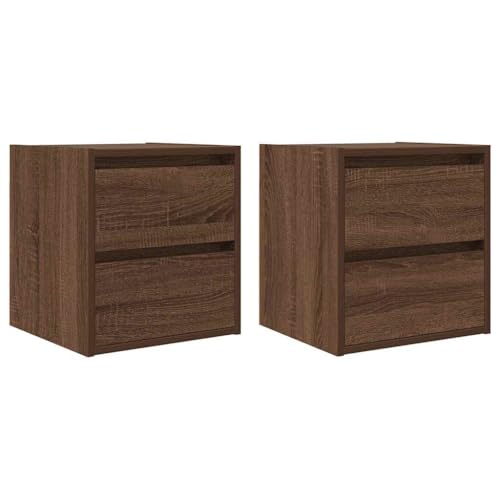 Makastle Wand-Nachttisch mit 2 Schubladen 2er Set, Wand-Sofatisch Rechteckig für Bücher Bilderrahmen Pflanzen, Braun Eichen-Optik 38x34x40 cm Holzwerkstoff Makastle Wand-Nachttisch mit 2 Schubladen 2er Set, Wand-Sofatisch Rechteckig für Bücher Bilderrahmen Pflanzen, Braun Eichen-Optik 38x34x40 cm Holzwerkstoff von Makastle