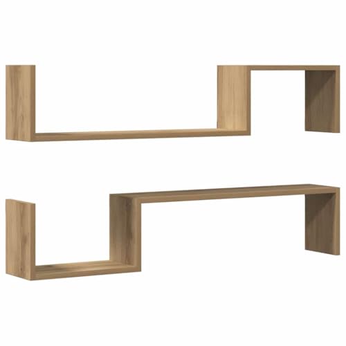 Makastle Wandregale, 2er Set, Dekorativ Regale für Bücher Fotos, Holz Regal Wand für Wohnzimmer Schlafzimmer Studie, Artisan-Eiche 100x15x20 cm Holzwerkstoff Makastle Wandregale, 2er Set, Dekorativ Regale für Bücher Fotos, Holz Regal Wand für Wohnzimmer Schlafzimmer Studie, Artisan-Eiche 100x15x20 cm Holzwerkstoff von Makastle