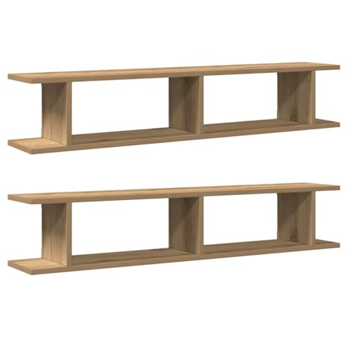 Makastle Wandregale, 2er Set, Regal Wand mit Offenes Fach für Büro Küche, Schwebende Wandregal für Buch Spielzeug usw, Artisan-Eiche 105x18x20 cm Holzwerkstoff von Makastle