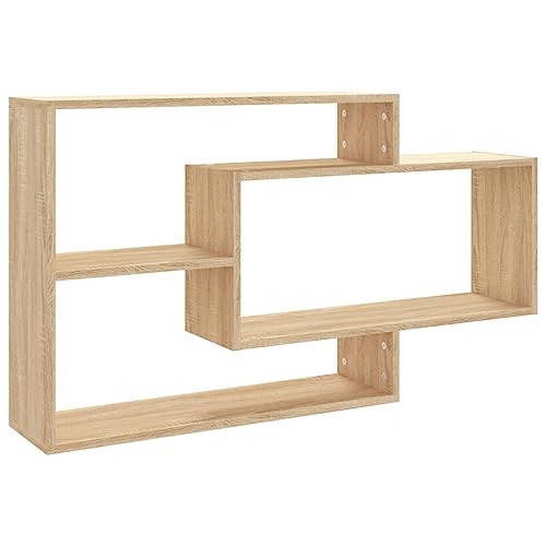 Makastle Wandregale mit 3 offene Fächer, Schwebende Regal für die Wand Deko, Holz Hängeregal für Büro Wohnzimmer, Sonoma-Eiche 104x20x58,5 cm Holzwerkstoff Makastle Wandregale mit 3 offene Fächer, Schwebende Regal für die Wand Deko, Holz Hängeregal für Büro Wohnzimmer, Sonoma-Eiche 104x20x58,5 cm Holzwerkstoff von Makastle