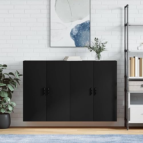 Makastle Wandschränke 2er Set, Anrichte mit 2 Türen und 3 Ablage, Standschrank für Wohnzimmer, Korridor, Schlafzimmer, Küche, Holzwerkstoff Schwarz 69,5x34x90 cm Makastle Wandschränke 2er Set, Anrichte mit 2 Türen und 3 Ablage, Standschrank für Wohnzimmer, Korridor, Schlafzimmer, Küche, Holzwerkstoff Schwarz 69,5x34x90 cm von Makastle
