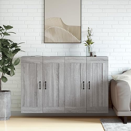 Makastle Wandschränke 2er Set, Anrichte mit 2 Türen und 3 Fächern, Schrank für Wohnzimmer, Korridor, Schlafzimmer, Küche, 69,5 x 34 x 90 cm Grau Sonoma Holzwerkstoff Makastle Wandschränke 2er Set, Anrichte mit 2 Türen und 3 Fächern, Schrank für Wohnzimmer, Korridor, Schlafzimmer, Küche, 69,5 x 34 x 90 cm Grau Sonoma Holzwerkstoff von Makastle