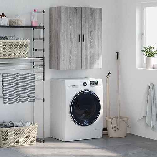 Makastle Wandschrank mit 2 Türen und 3 Fächern, Badezimmerschrank, für Wohnzimmer, Korridor, Schlafzimmer, Holzwerkstoff Grau Sonoma 69,5x34x90 cm Makastle Wandschrank mit 2 Türen und 3 Fächern, Badezimmerschrank, für Wohnzimmer, Korridor, Schlafzimmer, Holzwerkstoff Grau Sonoma 69,5x34x90 cm von Makastle