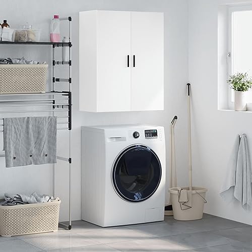 Makastle Wandschrank mit 2 Türen und 3 Fächern, Badezimmerschrank, für Wohnzimmer, Korridor, Schlafzimmer, Holzwerkstoff Weiß 69,5x34x90 cm Makastle Wandschrank mit 2 Türen und 3 Fächern, Badezimmerschrank, für Wohnzimmer, Korridor, Schlafzimmer, Holzwerkstoff Weiß 69,5x34x90 cm von Makastle