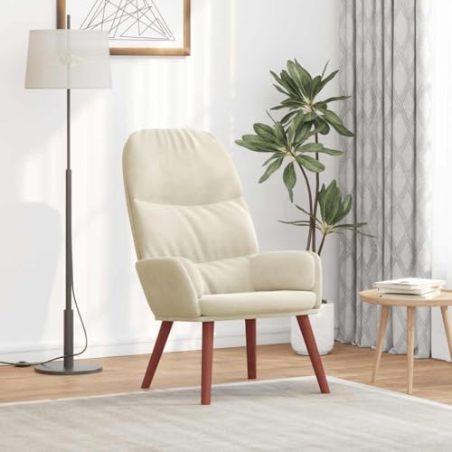 Makastle Wohnzimmer Sessel, Polstersessel mit Rückenlehne, Einzelsofa, Loungesessel, Relaxsessel für Wohnzimmer Schlafzimmer, Cremeweiß Samt von Makastle