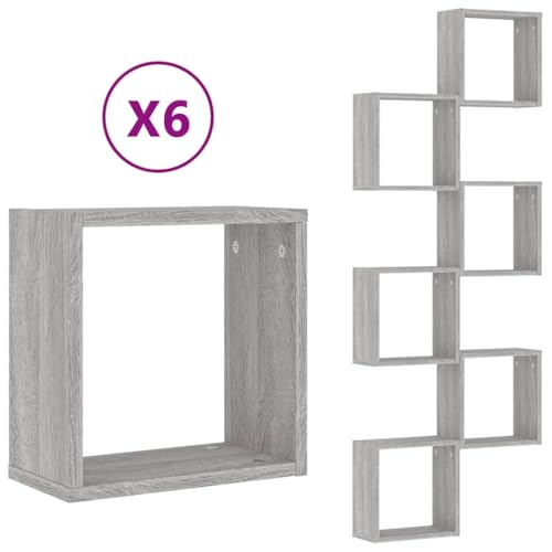 Makastle Würfelregale mit Offenes Fach 6er Set, Bücherregal für Schlafzimmer Büro, Vitrine für Deko Fotos Pflanzen, Grau Sonoma 30x15x30 cm Holzwerkstoff Makastle Würfelregale mit Offenes Fach 6er Set, Bücherregal für Schlafzimmer Büro, Vitrine für Deko Fotos Pflanzen, Grau Sonoma 30x15x30 cm Holzwerkstoff von Makastle