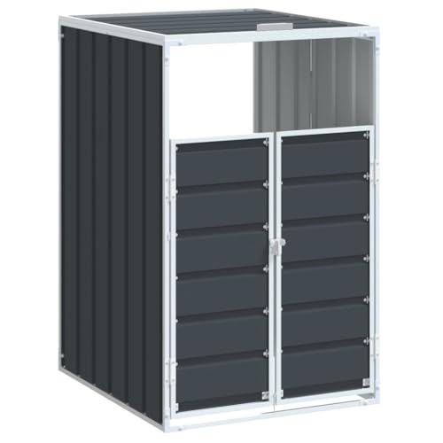 Mülltonnenbox mit 2 Türen für 1 Mülleimer 240 L, Mülltonnenschrank mit Klappdeckel für Veranda Parks, Abschließbar, Anthrazit 72x81x115 cm Stahl Mülltonnenbox mit 2 Türen für 1 Mülleimer 240 L, Mülltonnenschrank mit Klappdeckel für Veranda Parks, Abschließbar, Anthrazit 72x81x115 cm Stahl von Makastle
