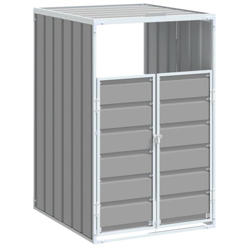 Mülltonnenbox mit 2 Türen für 1 Mülleimer 240 L, Mülltonnenschrank mit Klappdeckel für Veranda Parks, Abschließbar, Grau 72x81x115 cm Stahl Mülltonnenbox mit 2 Türen für 1 Mülleimer 240 L, Mülltonnenschrank mit Klappdeckel für Veranda Parks, Abschließbar, Grau 72x81x115 cm Stahl von Makastle