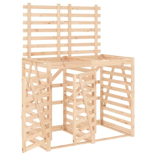 Mülltonnenbox mit 2 Türen und Riegel für 2 Mülleimer, Mülltonnenhaus mit Abdeckung für Veranda Parks, Natur 162 x 91,5 x 128,5 cm Massivholz Kiefer Mülltonnenbox mit 2 Türen und Riegel für 2 Mülleimer, Mülltonnenhaus mit Abdeckung für Veranda Parks, Natur 162 x 91,5 x 128,5 cm Massivholz Kiefer von Makastle