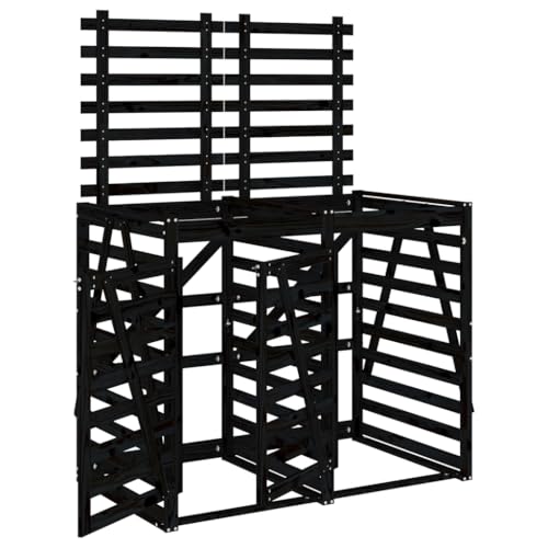 Mülltonnenbox mit 2 Türen und Riegel für 2 Mülleimer, Mülltonnenhaus mit Abdeckung für Veranda Parks, Schwarz 162 x 91,5 x 128,5 cm Massivholz Kiefer Mülltonnenbox mit 2 Türen und Riegel für 2 Mülleimer, Mülltonnenhaus mit Abdeckung für Veranda Parks, Schwarz 162 x 91,5 x 128,5 cm Massivholz Kiefer von Makastle