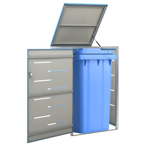 Mülltonnenbox mit Abdeckung & Abschließbare Tür für 1 Mülleimer, Mülltonnenhaus mit Edelstahlrahmen für Veranda Hinterhof, Himmelblau 69x77,5x112,5 cm Mülltonnenbox mit Abdeckung & Abschließbare Tür für 1 Mülleimer, Mülltonnenhaus mit Edelstahlrahmen für Veranda Hinterhof, Himmelblau 69x77,5x112,5 cm von Makastle