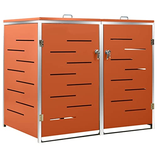 Mülltonnenbox mit Belüftungslöcher, Aufbewahrungsbox Mülltonnen mit Abschließbare Tür & Abdeckung für 2 Mülleimer, Orange 138x77,5x112,5 cm Edelstahl Mülltonnenbox mit Belüftungslöcher, Aufbewahrungsbox Mülltonnen mit Abschließbare Tür & Abdeckung für 2 Mülleimer, Orange 138x77,5x112,5 cm Edelstahl von Makastle