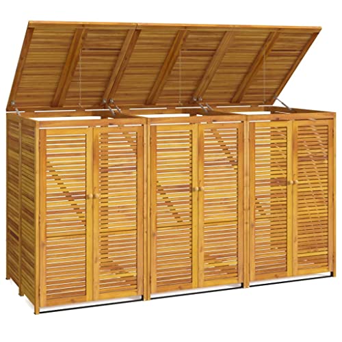 Mülltonnenbox mit Klappdeckel für 3 Mülleimer, Mülltonnenhaus Doppeltüren für Veranda Hinterhof, Abschließbar, Braun 210x89x117 cm Massivholz Akazie Mülltonnenbox mit Klappdeckel für 3 Mülleimer, Mülltonnenhaus Doppeltüren für Veranda Hinterhof, Abschließbar, Braun 210x89x117 cm Massivholz Akazie von Makastle