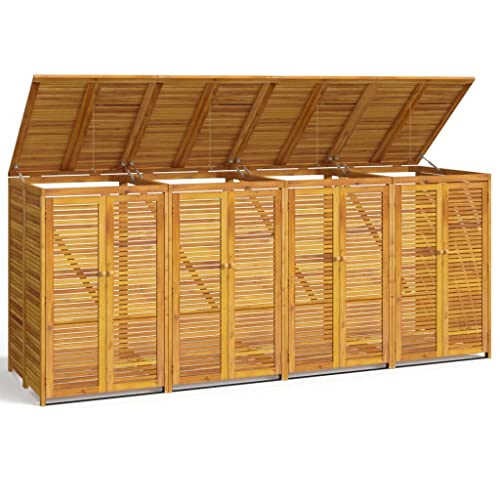 Mülltonnenbox mit Klappdeckel für 4 Mülleimer, Mülltonnenhaus Doppeltüren für Veranda Hinterhof, Abschließbar, Braun 280x89x117 cm Massivholz Akazie Mülltonnenbox mit Klappdeckel für 4 Mülleimer, Mülltonnenhaus Doppeltüren für Veranda Hinterhof, Abschließbar, Braun 280x89x117 cm Massivholz Akazie von Makastle
