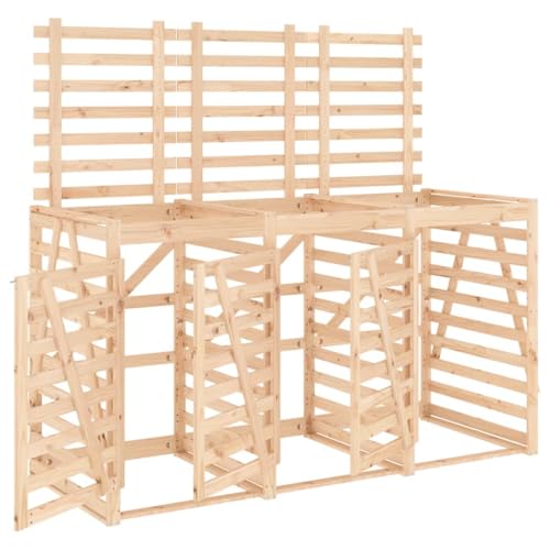 Mülltonnenbox mit Latten-Deckel für 3 Mülleimer, Mülltonnenhaus mit Abschließbare Tür für Veranda Parks, Natur 240 x 91,5 x 128,5 cm Massivholz Kiefer Mülltonnenbox mit Latten-Deckel für 3 Mülleimer, Mülltonnenhaus mit Abschließbare Tür für Veranda Parks, Natur 240 x 91,5 x 128,5 cm Massivholz Kiefer von Makastle