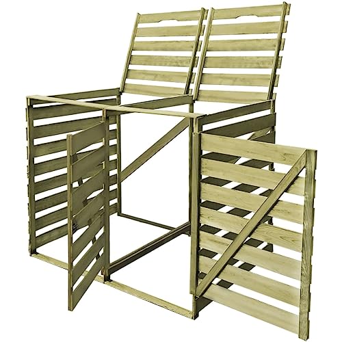 Mülltonnenbox mit Tür und Klappdeckel für 2X Mülleimer 240 Liter, Mülltonnenhaus für Parks Straßenrand, Grün 75,2 x 92 x 120 cm Imprägniertes Holz Mülltonnenbox mit Tür und Klappdeckel für 2X Mülleimer 240 Liter, Mülltonnenhaus für Parks Straßenrand, Grün 75,2 x 92 x 120 cm Imprägniertes Holz von Makastle