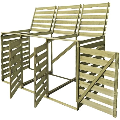 Mülltonnenbox mit Tür und Klappdeckel für 3X Mülleimer 240 Liter, Mülltonnenhaus für Parks Straßenrand, Grün 75,2 x 92 x 120 cm Imprägniertes Holz Mülltonnenbox mit Tür und Klappdeckel für 3X Mülleimer 240 Liter, Mülltonnenhaus für Parks Straßenrand, Grün 75,2 x 92 x 120 cm Imprägniertes Holz von Makastle