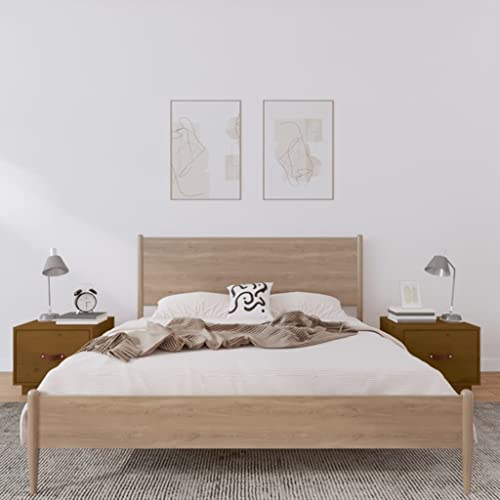Nachttische 2er Set, Night Stand Nachtschrank Schlichter Beistelltisch Kommode für Schlafzimmer Wohnzimmer, Honigbraun 40x34x35 cm Massivholz Kiefer Nachttische 2er Set, Night Stand Nachtschrank Schlichter Beistelltisch Kommode für Schlafzimmer Wohnzimmer, Honigbraun 40x34x35 cm Massivholz Kiefer von Makastle