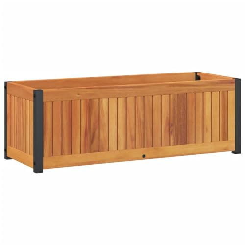 Pflanzkübel mit Ablauflöchern, Pflanzgefäße, Freistehende Hochbeete für Veranda, Terrasse, Garten, Hinterhof, 80x30x27,5 cm Massivholz Akazie und Stahl Pflanzkübel mit Ablauflöchern, Pflanzgefäße, Freistehende Hochbeete für Veranda, Terrasse, Garten, Hinterhof, 80x30x27,5 cm Massivholz Akazie und Stahl von Makastle